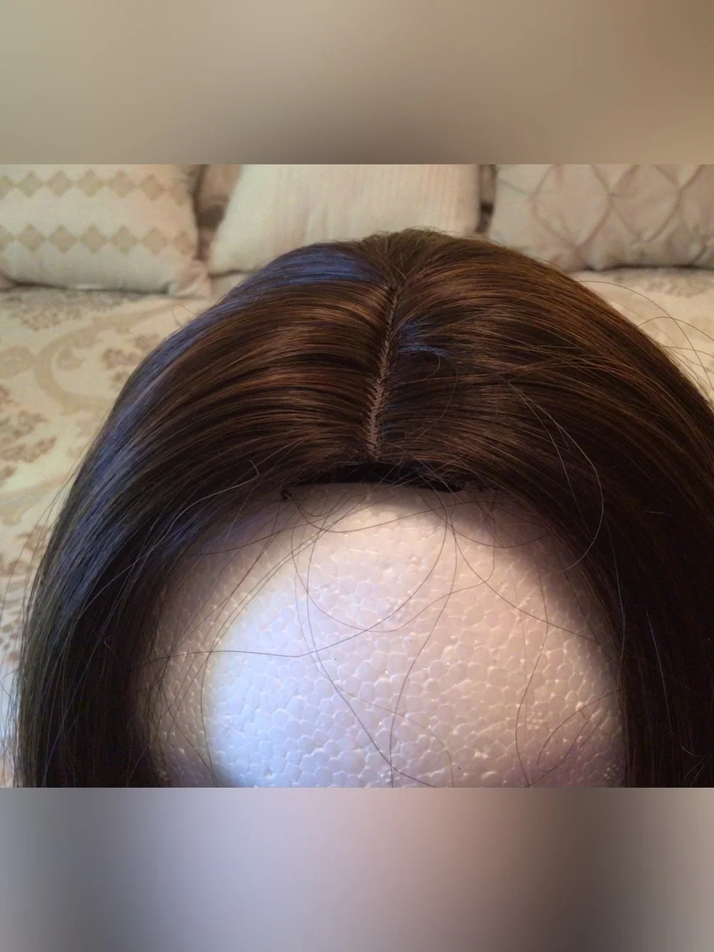 Dark Brown Synthetic Hair Topper 16 inch Long with Curled Ends